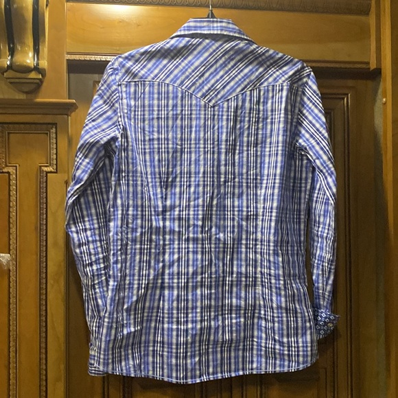 Panhandle Blue / White Western Shirt Size Small - Picture 6 of 10